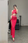 OUDE WAAG double-layer hanging slit slit skirt OW-23SS-SK02 pink